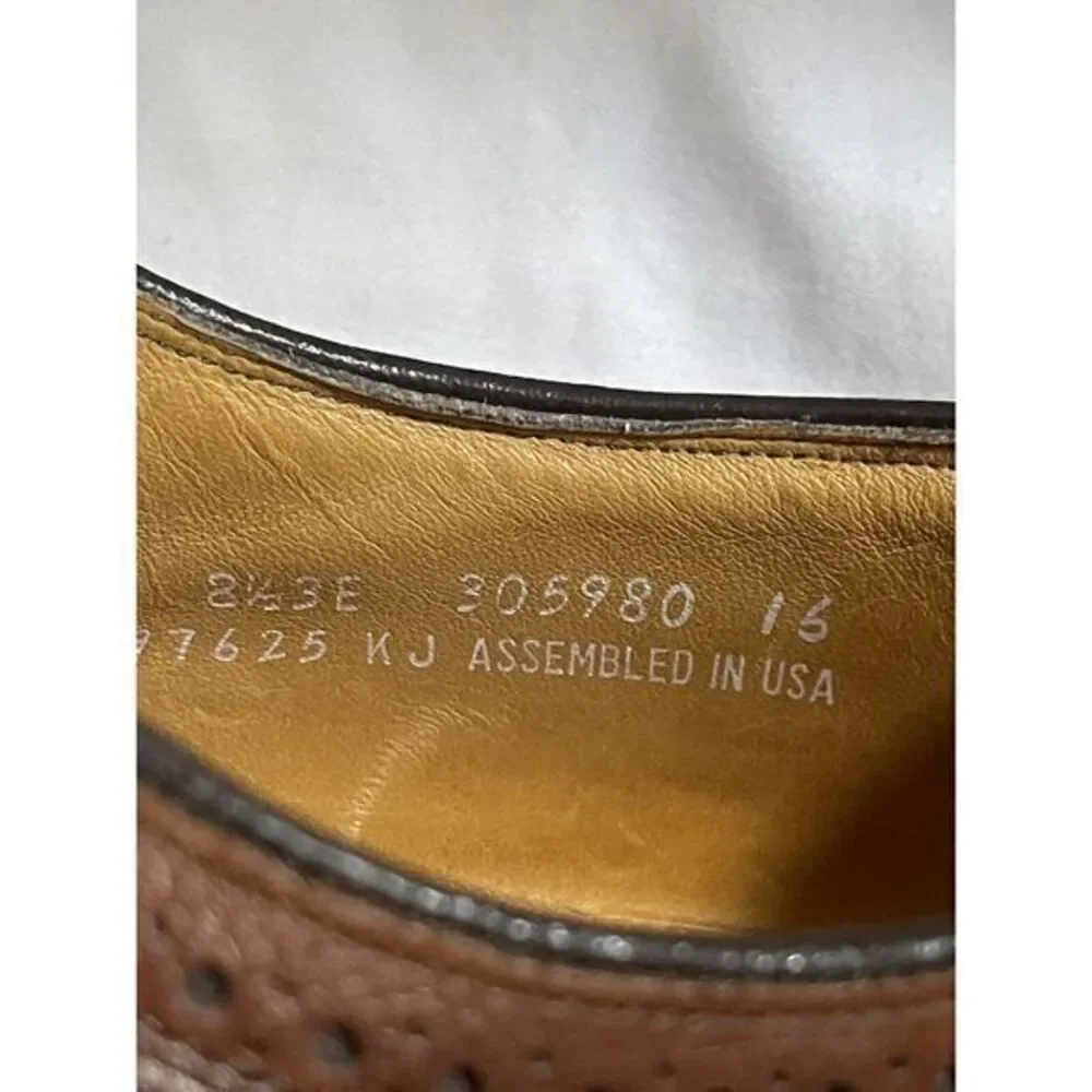 Vintage FLORSHEIM Longwing Shoes‎ 8.5 Whiskey Brown KENMOOR Wingtips Made USA